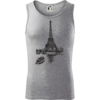 Eiffelovka s loďkou - Tílko pánské Core - L ( Tmavě šedý melír )
