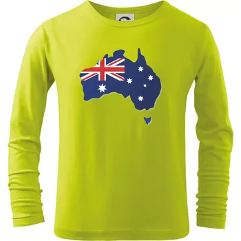 Austrálie - vlajka mapa - Triko dětské Long Sleeve - 158 cm/12 let ( Limetková )