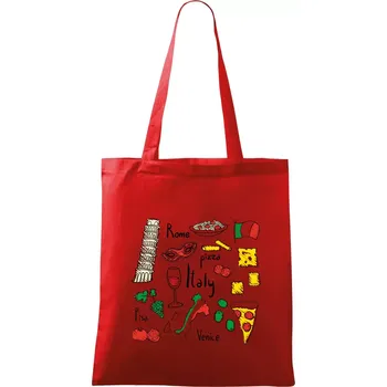 Nákupní taška Itálie symboly - Taška bavlněná - 42 x 38 cm ( Červená )