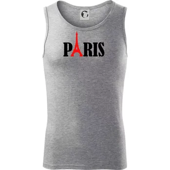 Paris nápis Eiffelova věž - Tílko pánské Core - S ( Tmavě šedý melír )