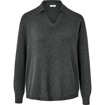 Dámský svetr 662020 - Tchibo - Pletený svetr přes hlavu s polo límcem - pro ženy - vel. S 36/38 - barva: šedá