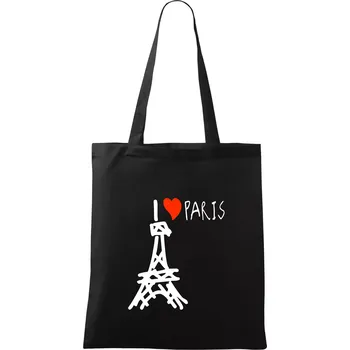 I love Paris - Taška bavlněná - 42 x 38 cm ( Černá )