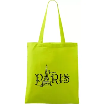 Paris nápis Eiffelovka rovný - Taška bavlněná - 42 x 38 cm ( Limetková )