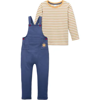 Kojenecká souprava 629134 - Tchibo - Kalhoty s laclem a triko - pro miminko - vel. 50/56 - barva: modrá/s proužky