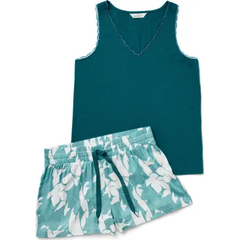 Dámské pyžamo 708320 - Tchibo - Krátká pyžamová souprava - pro ženy - vel. 38 - barva: zelená