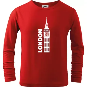 Chlapecké tričko London věž - Triko dětské Long Sleeve - 122 cm/6 let ( Červená )