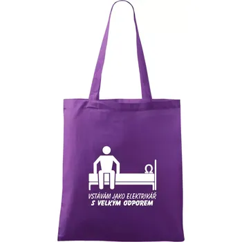 Nákupní taška Vstávám jako elektrikář s velkým odporem - Taška bavlněná - 42 x 38 cm ( Fialová )