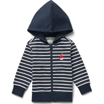 Chlapecká mikina 695764 - Tchibo - Dětská mikina s počesanou vnitřní stranou - pro ženy - vel. 122/128 - barva: modrá/s proužky