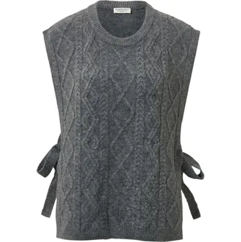 670951 - Tchibo - Pletená vesta se šňůrkami na zavazování - barva: šedá