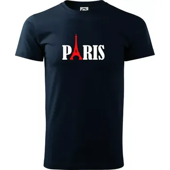 Paris nápis Eiffelova věž - Triko extra velké (5-8XL) - 6XL ( Námořní modrá (velmi tmavá - téměř černá) )