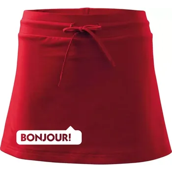 Dámská sukně Nápis Bonjour - Sportovní sukně - two in one - S ( Červená )