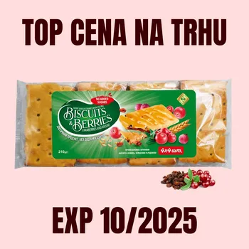 Čokoláda ZHYTOMYR Sušenky BISCUITS & BERRIES brusinky a rozinky 210 g EXP 10/2025