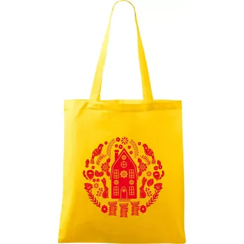 Domov se zajíci folklór - Taška bavlněná - 42 x 38 cm ( Žlutá )