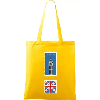 Londýn známka barevná - Taška bavlněná - 42 x 38 cm ( Žlutá )