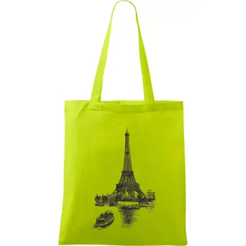 Eiffelovka s loďkou - Taška bavlněná - 42 x 38 cm ( Limetková )