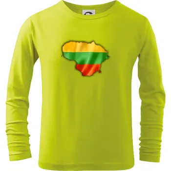 Dětská móda Litva vlajka mapa - Triko dětské Long Sleeve - 104-110cm / 3-4 roky ( Limetková )