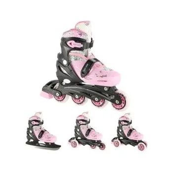 Kolečkové brusle NILS Extreme 4V1 NH18331 růžové EU 31-34 brusle + DÁREK DLE VÝBĚRU!