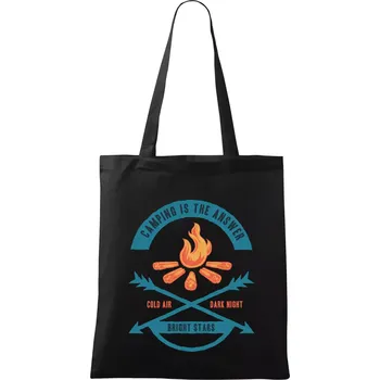 Nákupní taška Camping oheň - Taška bavlněná - 42 x 38 cm ( Černá )