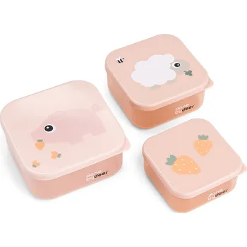 Svačinový box DONE BY DEER svačinové boxy Tiny farm 3ks růžová