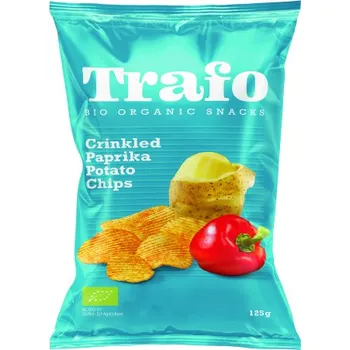 Chips TRAFO | Bio Vroubkované brambůrky s paprikou autentická chuť papriky, bio kvalita pro každého - 125 g