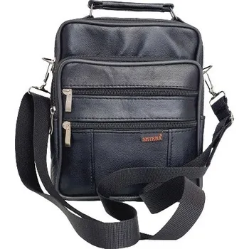 Pánská aktovka Pánská kožená taška přes rameno - černá - L