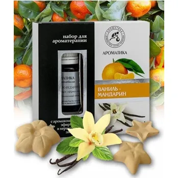 AROMATIKA Vanilka a mandarinka – sada pro aromaterapii, přírodní oleje a keramické hvězdičky, Aromatika.