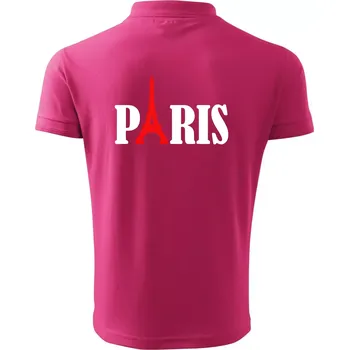 Pánská košile Paris nápis Eiffelova věž - Polokošile pánská Pique Polo 203 - 5XL ( Purpurová )