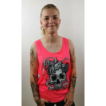 Dámské Tílko BLACK HEART RIBON SKULL NEON velikost: S