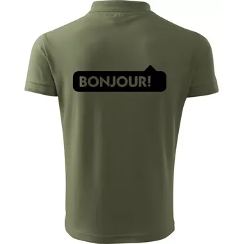 Pánská košile Nápis Bonjour - Polokošile pánská Pique Polo 203 - S ( Khaki )