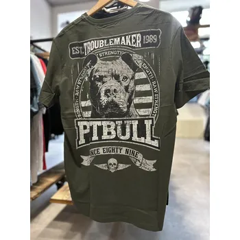 Pánské tričko PitBull West Coast - pánské triko TROUBLEMAKER washed zelená velikost: L