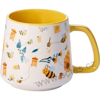 ChaCult CARLA porcelánový hrnek buclák včelky, úly, paličky na med a luční kvítí 350ml