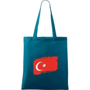 Nákupní taška Turecko vlajka - Taška bavlněná - 42 x 38 cm ( Petrolejová )
