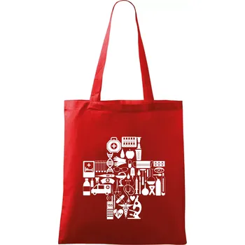 Nákupní taška Zdravotní kříž věci - Taška bavlněná - 42 x 38 cm ( Červená )