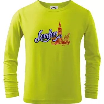 Dětská móda London Lettering - Triko dětské Long Sleeve - 134 cm/8 let ( Limetková )