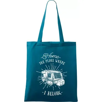 Home The Place Where I Belong - Taška bavlněná - 42 x 38 cm ( Petrolejová )
