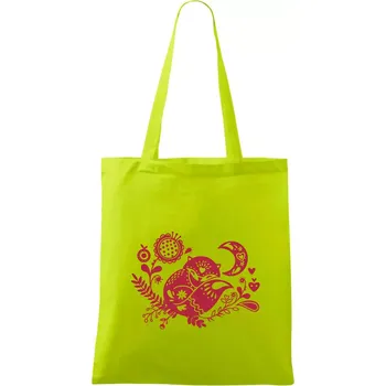 Folklor - liška spící - Taška bavlněná - 42 x 38 cm ( Limetková )