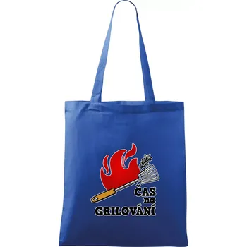 Nákupní taška Čas na grilování - Taška bavlněná - 42 x 38 cm ( Královská modrá )
