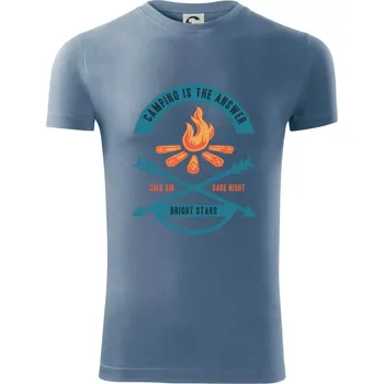 Camping oheň - Viper FIT - Pánské zůžené tričko - M ( Denim )