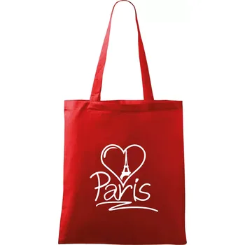 Nákupní taška Srdce Paris - Taška bavlněná - 42 x 38 cm ( Červená )