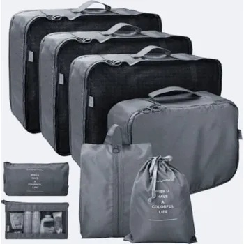 Voděodolný cestovní organizér do kufru -8 kusů- šedá