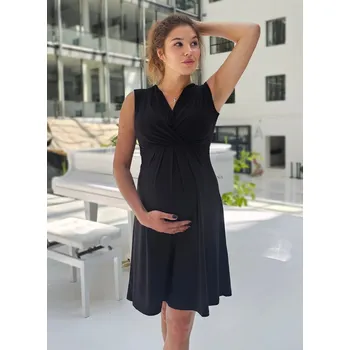 Těhotenské šaty Mama L'amour Letní těhotenské a kojící šaty 3v1 Summer černé Velikost: XL