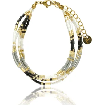 Náramek Yvon Víceřadý náramek z perliček MIYUKI šedá 16,5 cm + 3 cm prodloužení