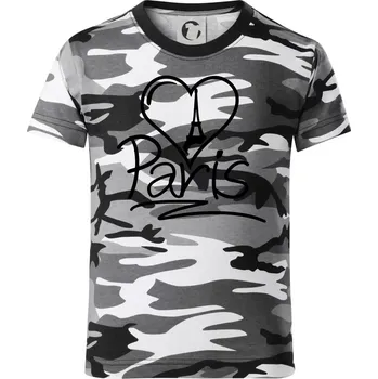 Chlapecké tričko Srdce Paris - Dětské maskáčové triko - 146 cm/10 let ( Šedý maskáč )