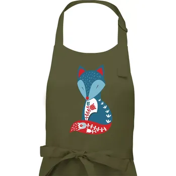 Kuchyňská zástěra Folklor - liška samostatná - Pánská zástěra na vaření - Univerzální velikost ( Khaki )