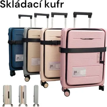 RB-nakuplevne Skládací odlehčený cestovní kufr - vel.S, TSA, popruh - 38l