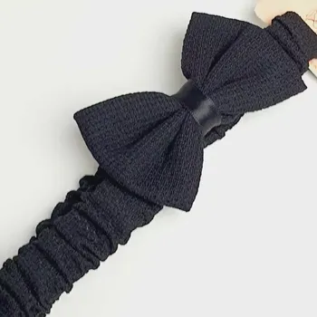 Látková čelenka zdobená mašlí - černá