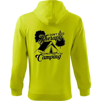 Pánská mikina I don't need therapy camping - Mikina s kapucí na zip trendy zipper - 2XL ( Limetková )