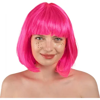Karnevalová paruka Paruka Kleopatra neonově růžová – krátké mikádo na karneval
