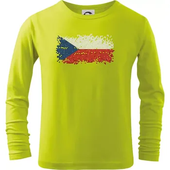 Chlapecké tričko Česká vlajka - tetris - Triko dětské Long Sleeve - 146 cm/10 let ( Limetková )