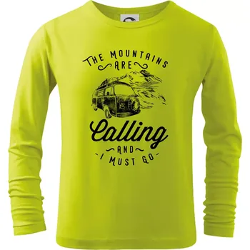 Dětská móda The Mountains Are Calling obytňák - Triko dětské Long Sleeve - 134 cm/8 let ( Limetková )